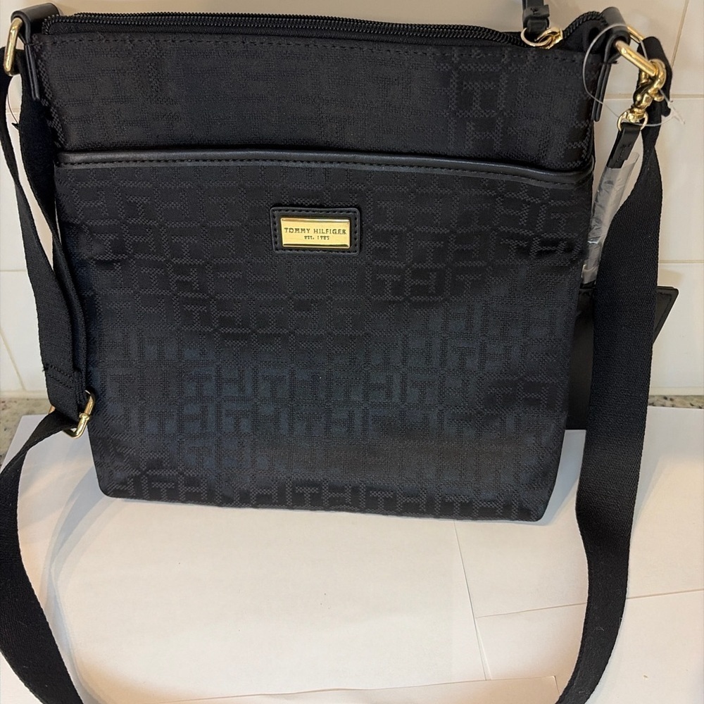 Tommy Hilfiger Black Logo Jacquard Crossbody Bag
